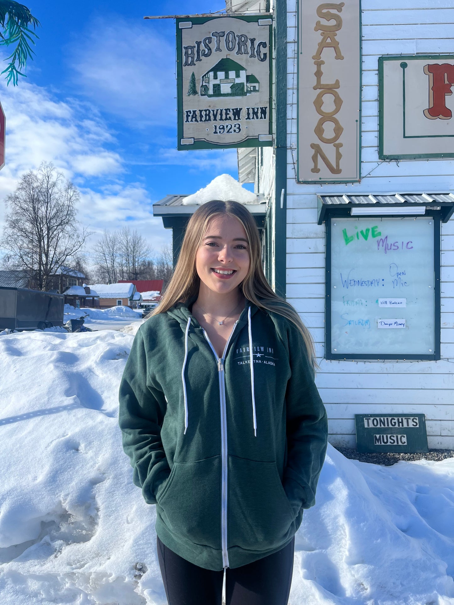 Fairview Inn Green Zip Up Hoodie